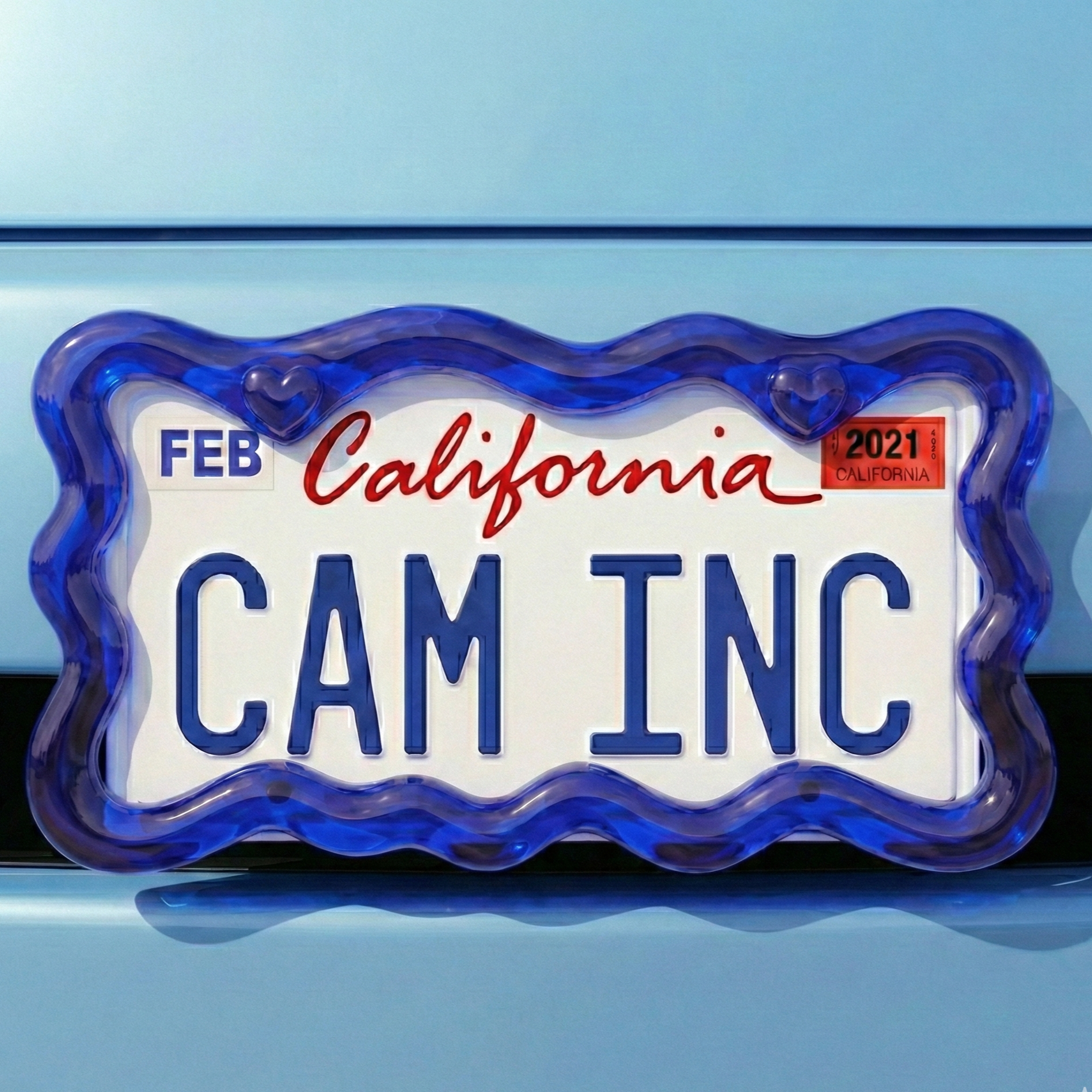 Electric blue-license plate frame